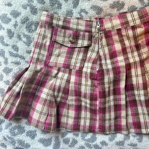 Forever 21 Pink and Tan Plaid Mini Skirt